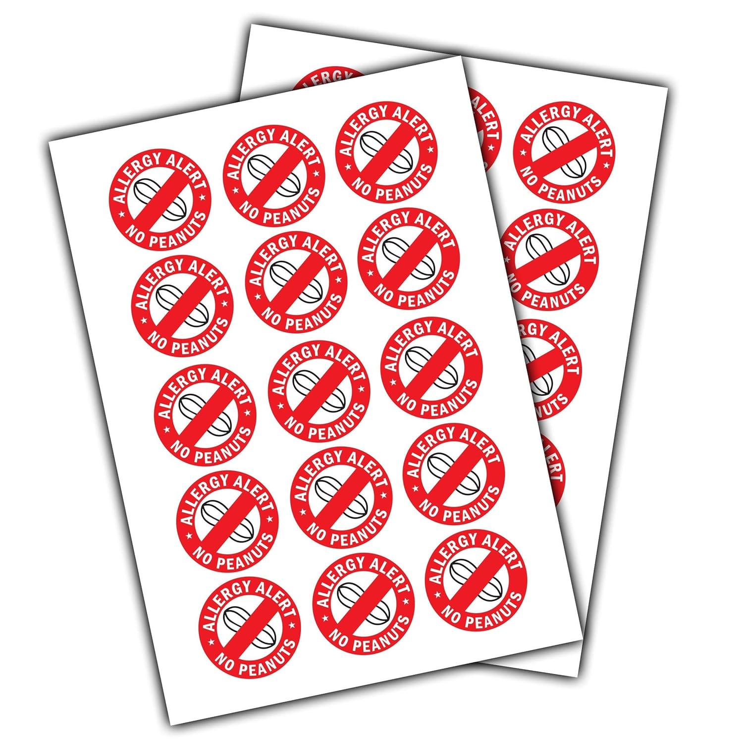 Allergy Alert Stickers - Peanut Sensitivity Warning Labels for Safety No Peanuts / 100