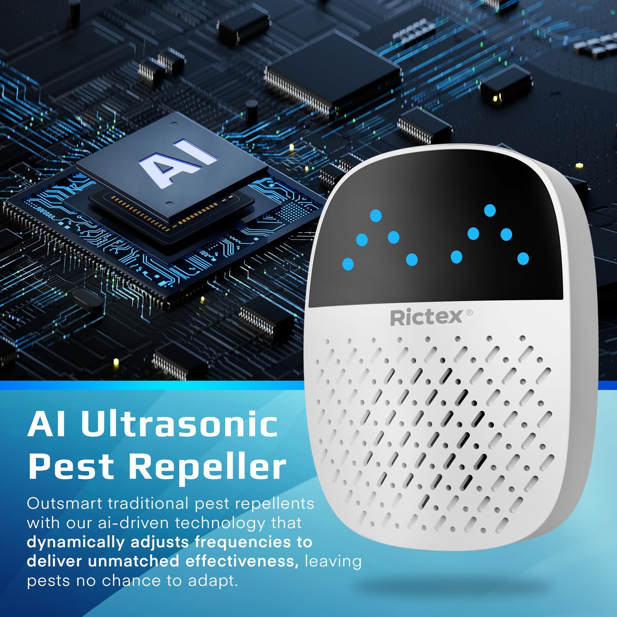 Advanced AI - Repellente per parassiti ad ultrasuoni per interni, per topi, roditori, topi, ragni, formiche, controllo elettronico dei parassiti, confezione da 1