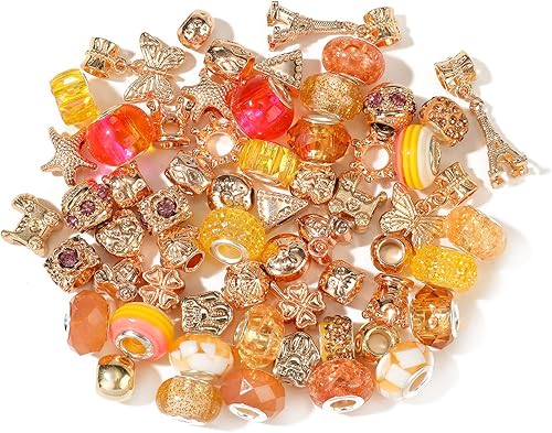 Miniatura 4 de Juego de 125 cuentas de aleación de resina europea, color rosa intenso, cuentas de aleación de resina europea, cuentas espaciadoras grandes,