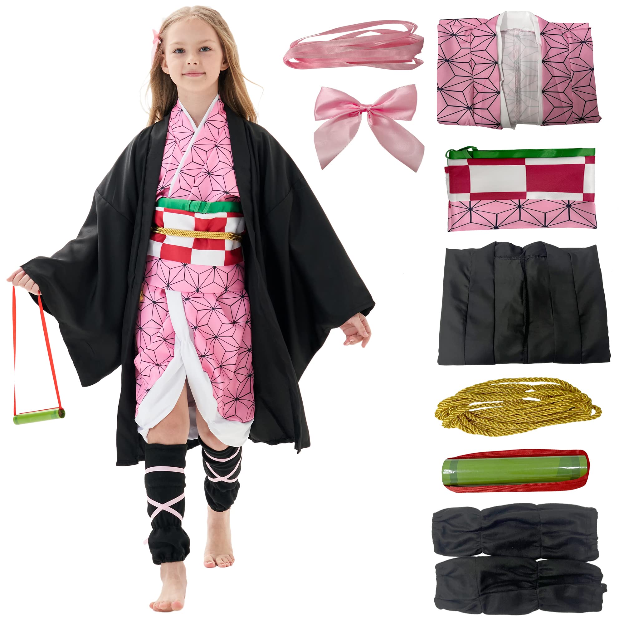 Kids Kimono Costume Cosplay Outfits Set Cloak Halloween Uniform Jackets Cape Costume for kids Adult
