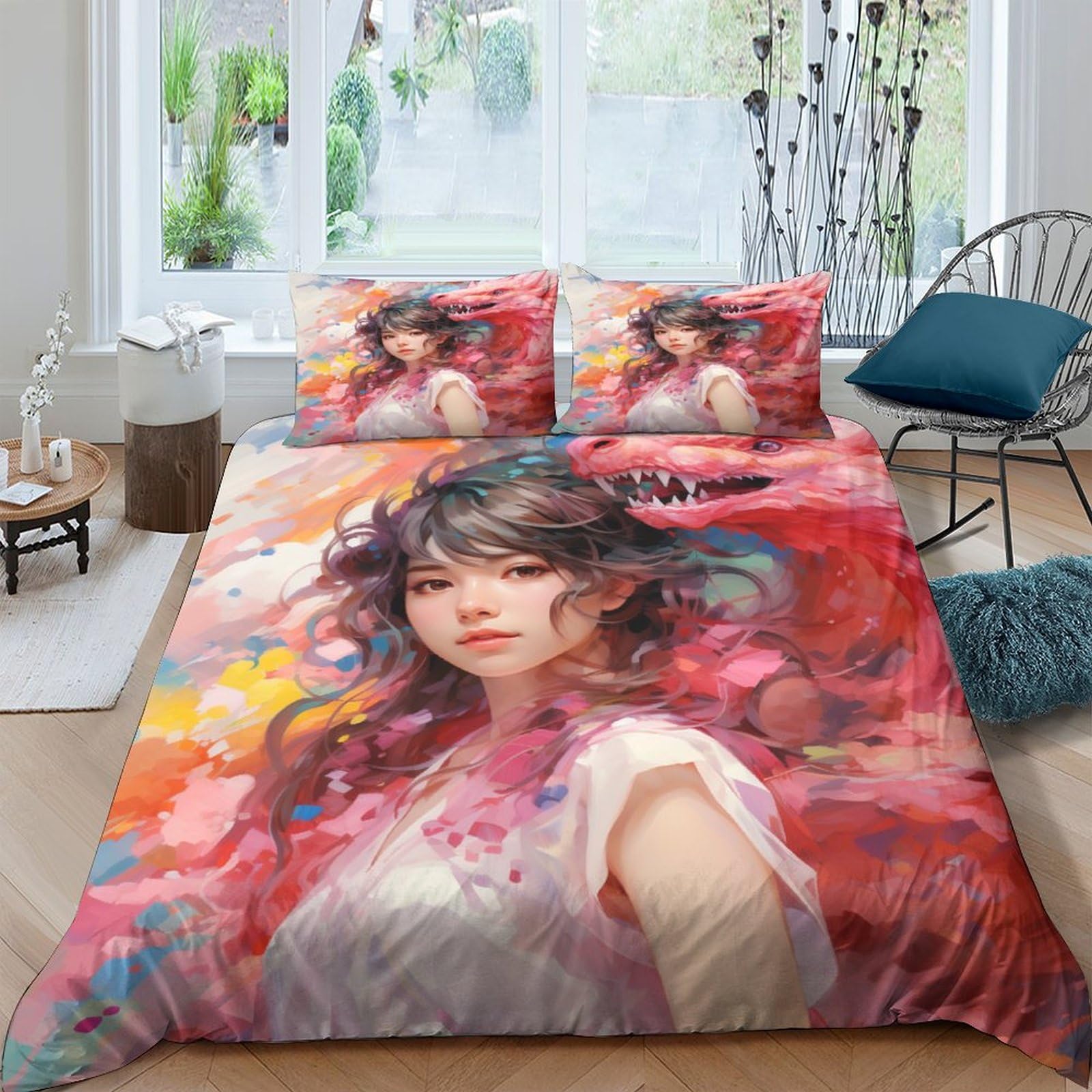 Housse de couette dragon en microfibre pour décorer la chambre ado
