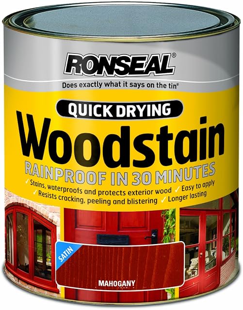 Ronseal QDWSM250 250ml Woodstain Quick Dry Satin - Mahogany