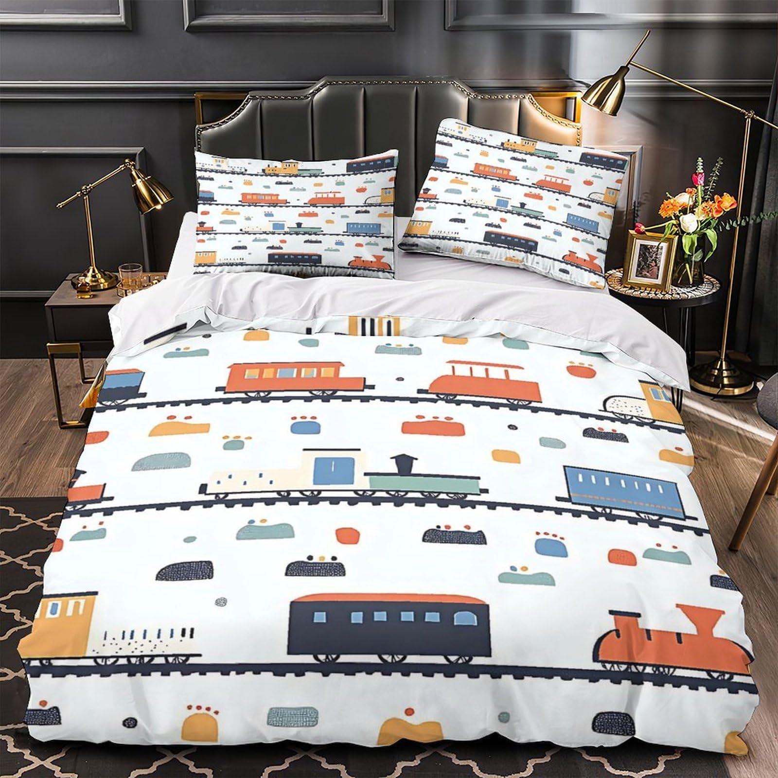 Housse de couette train hypoallergénique et super douce avec zip 140x200