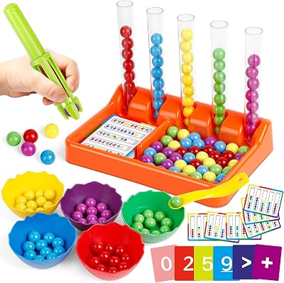 Counting and color sorting toy with tweezer tongs
