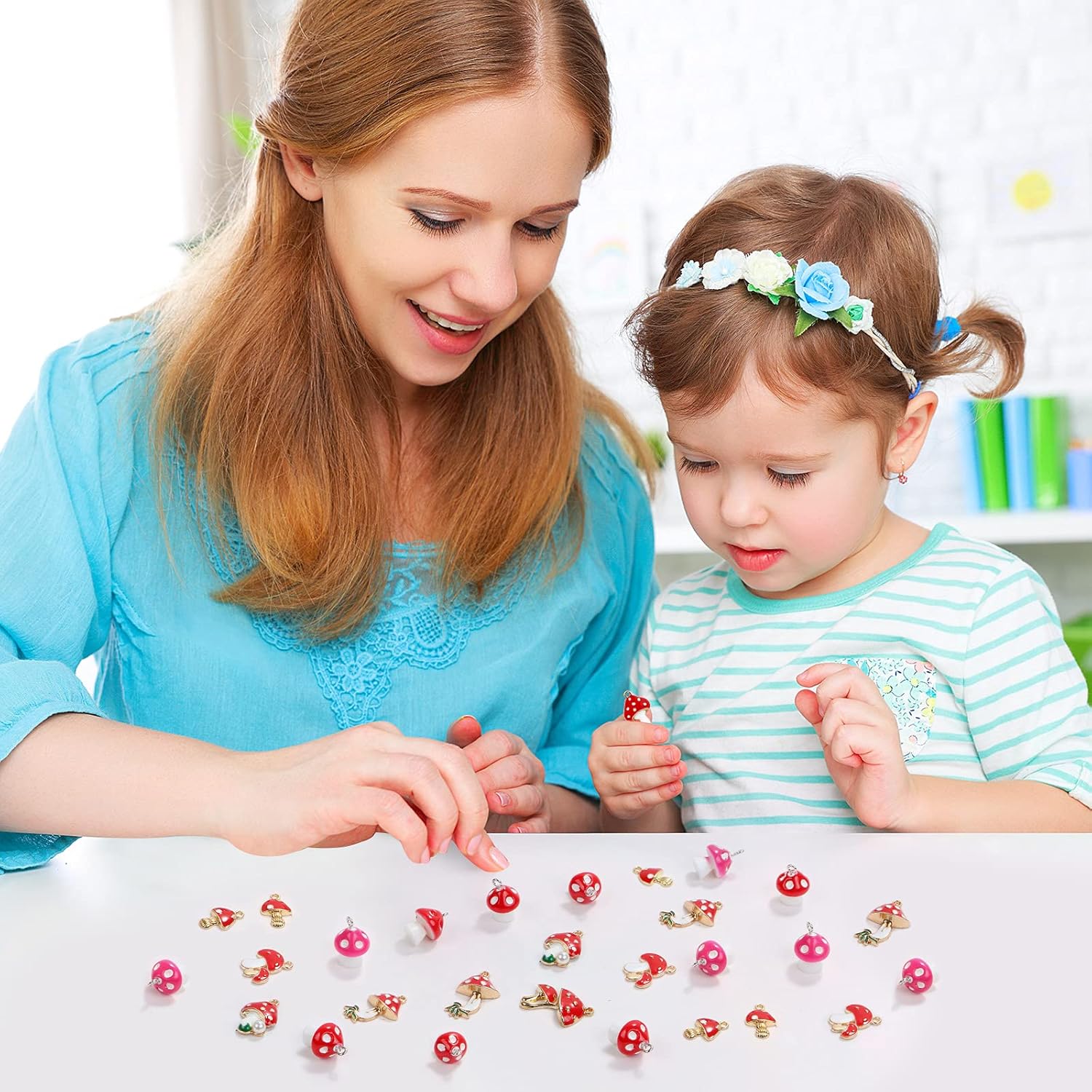 30 pcs Mushroom Pendant Charm for Jewelry Making,7 Styles Alloy Enamel Resin Charms with Holes,Red and Pink Mushroom Beads for DIY Bracelet Necklace Jewelry Crafts Accessory Making, M-32 - Image 7