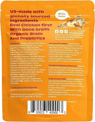 Miniatura 3 de Made by Nacho Cortes de pollo sin jaula en salsa con caldo de hueso, comida húmeda para gatos, 3 onzas, caja de 12