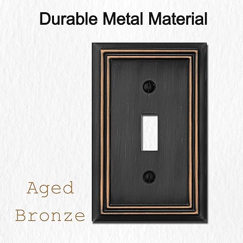 Miniatura 10 de OKAWYC Adler - Placa de pared de metal para interruptor de luz de decoración individual, paquete de 4 unidades de bronce envejecido de 1 banda,