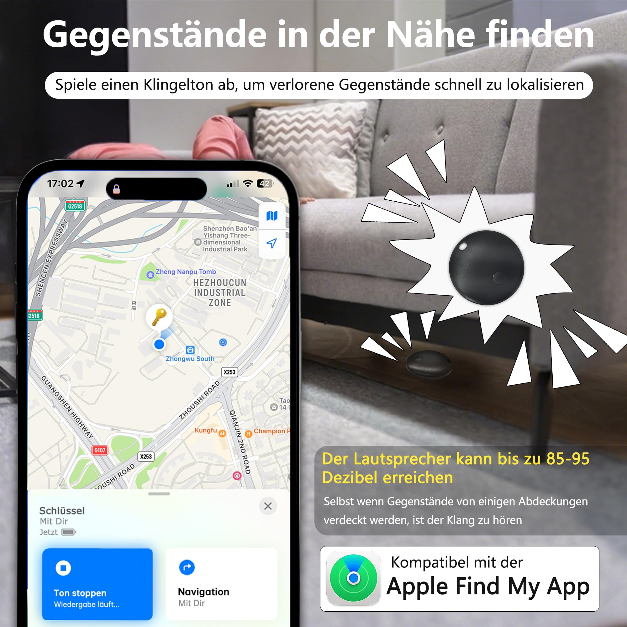 2025 Chiavi Tracker (per iOS e Android) Smart Tag Finder per custodia funziona con Apple Find My (certificato Apple MFi) e Google Find My Device – 4 pezzi (bianco)