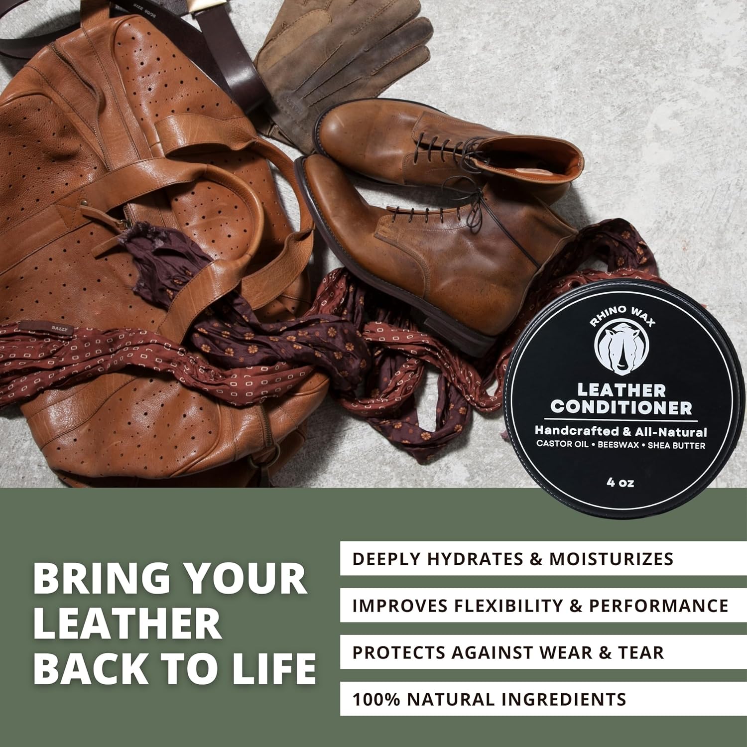 Leather Conditioner (4oz) - Trusted Conditioners for Boots, Furniture, Shoes, Purses - Easy Use Applicator - Hydrates, Rejuvenates, Protects - Natural Ingredients - USA Made - Image 3