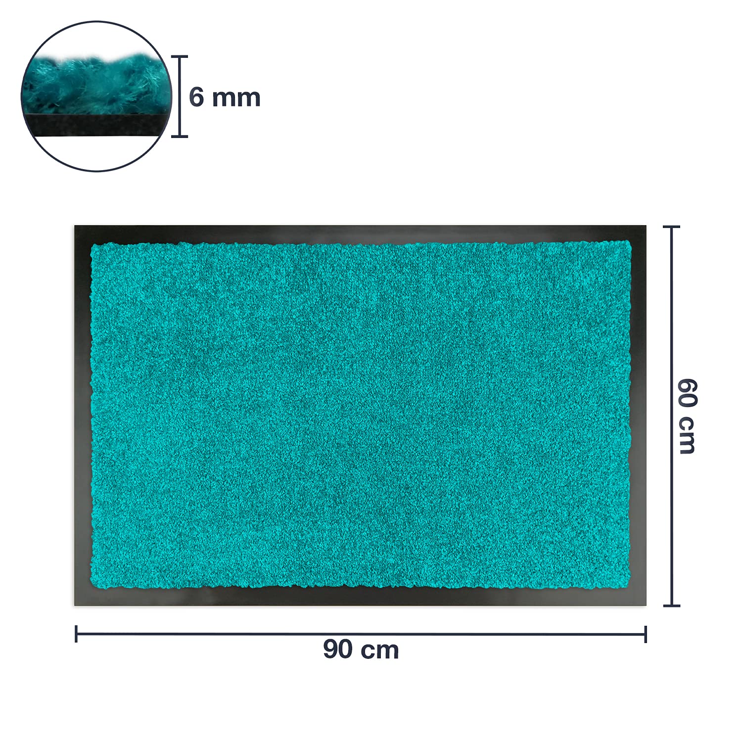 WohnDirect Zerbino Ingresso casa Petrolio 60x90 cm - Interno e Esterno, corridoio, tappeti Arredamento casa Moderno, Antiscivolo e Lavaggio, Tappeto Ingresso casa | Zerbino per interni ed esterni, 100% poliestere, retro antiscivolo