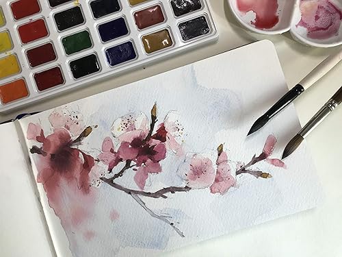 Miniatura 2 de tumuarta Diario de acuarela, 3.5 x 5.5 pulgadas, 140 libras, 300 GSM, papel de algodón, prensa en frío, 24 hojas, 48 páginas, libros de bocetos de