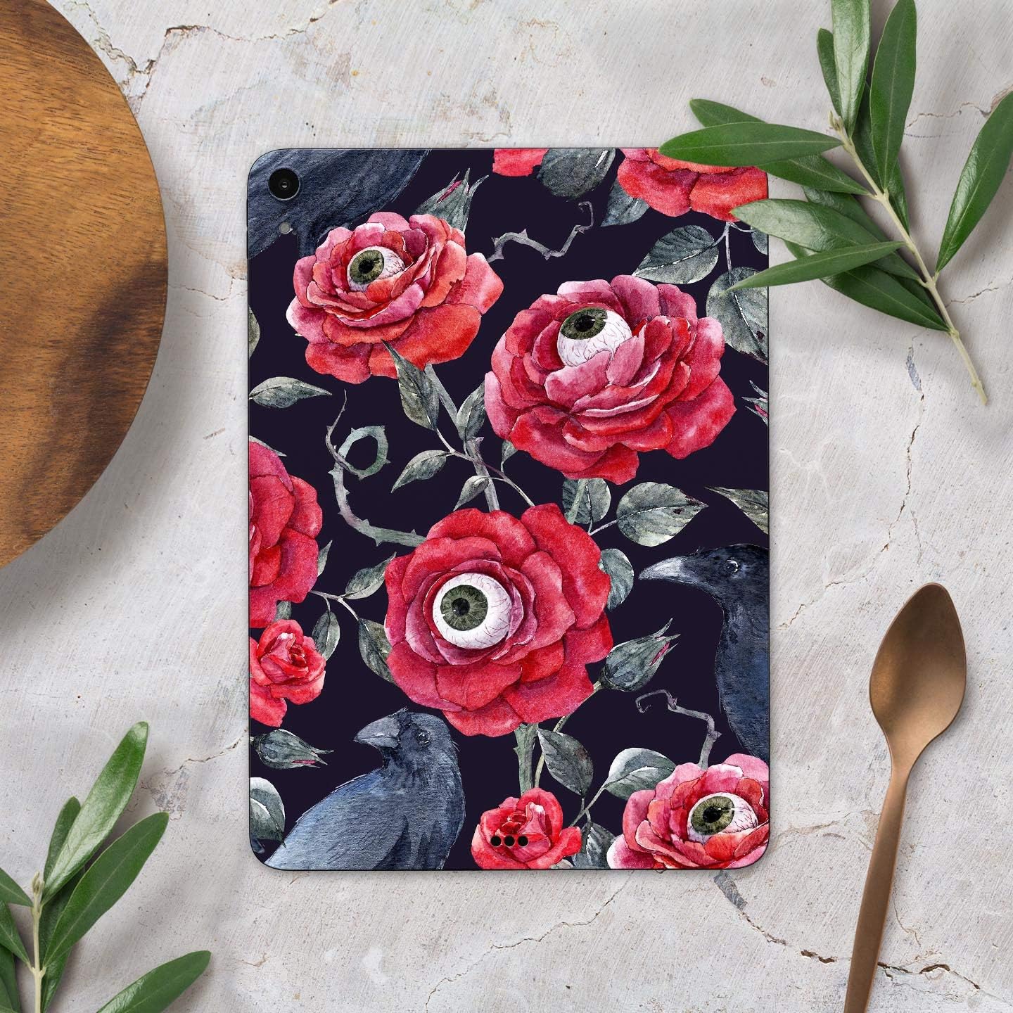 DesignSkinz - Abstract Roses with Eyes Full-Body Wrap Decal Protective Skin-Kit Compatible with Apple iPad 8th Gen 10.2" (A2270/A2428)