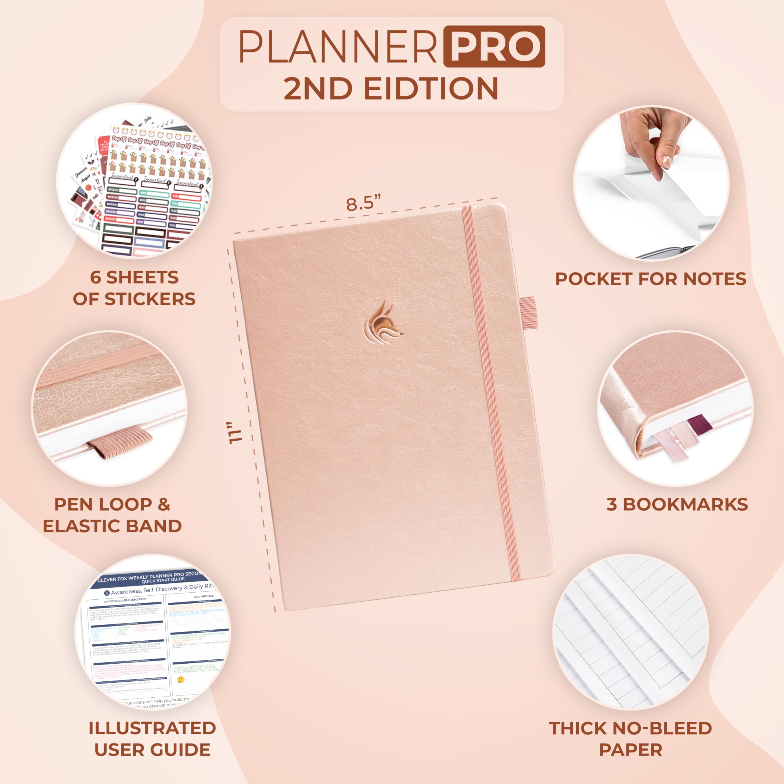 Clever Fox Planner PRO 2nd Edition, Undated Weekly Agenda for Tasks & Time Management, Life Organizer with To-do List - Image 2