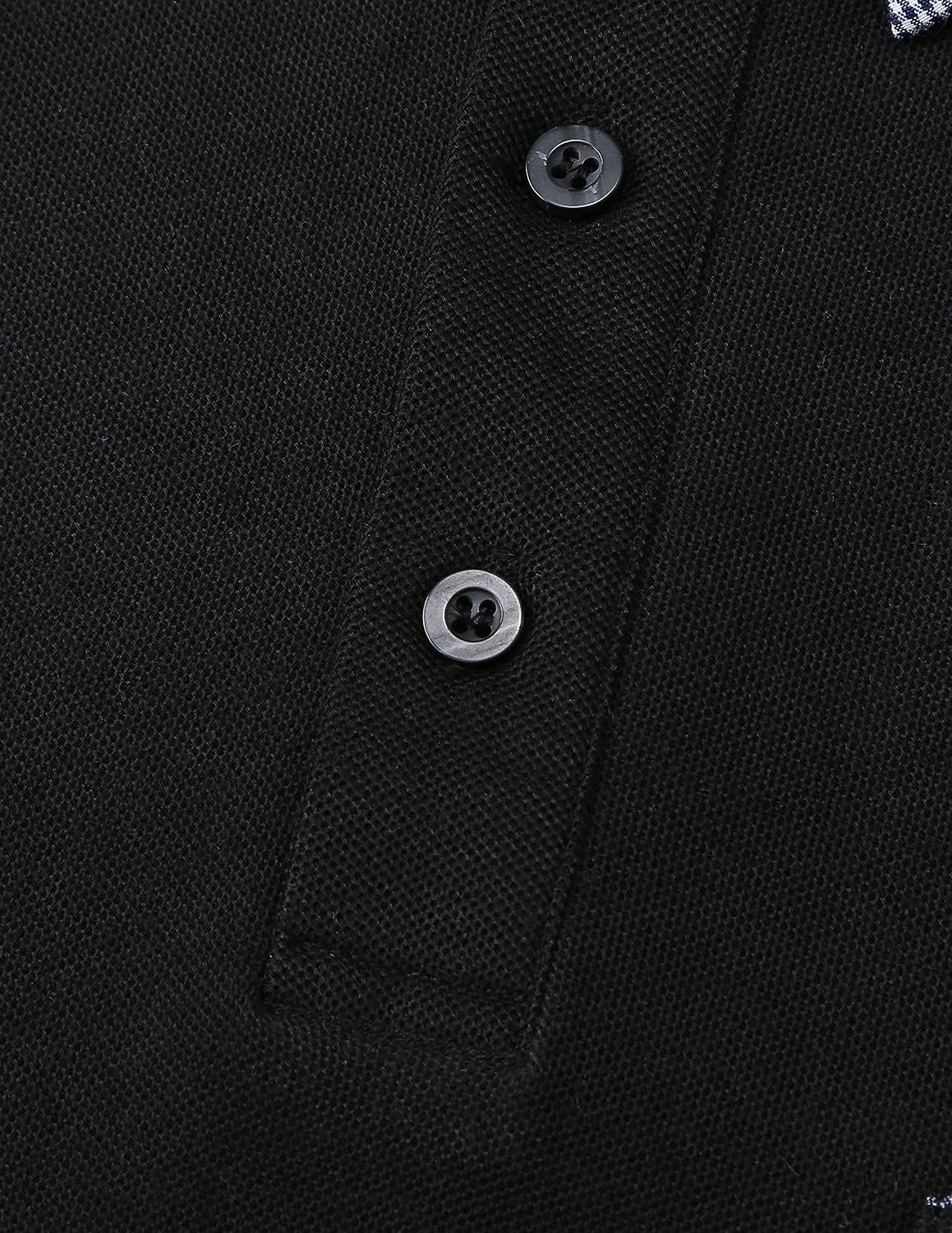 GHYUGR Men's Classic Plaid Splicing Long Sleeve Golf Polo Real Pocket Business Casual T-Shirt - Image 5