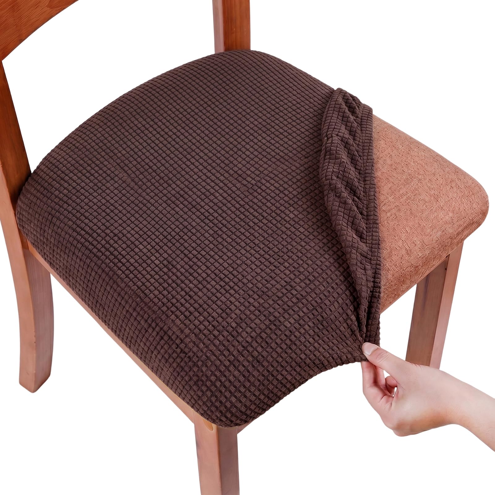 Qianderer Folding Chair Cover, Stretch Covers, Stretch Slipcovers, Protector Removable Washable Chair Seat Cushion Protectors (Light Brown, One Size)