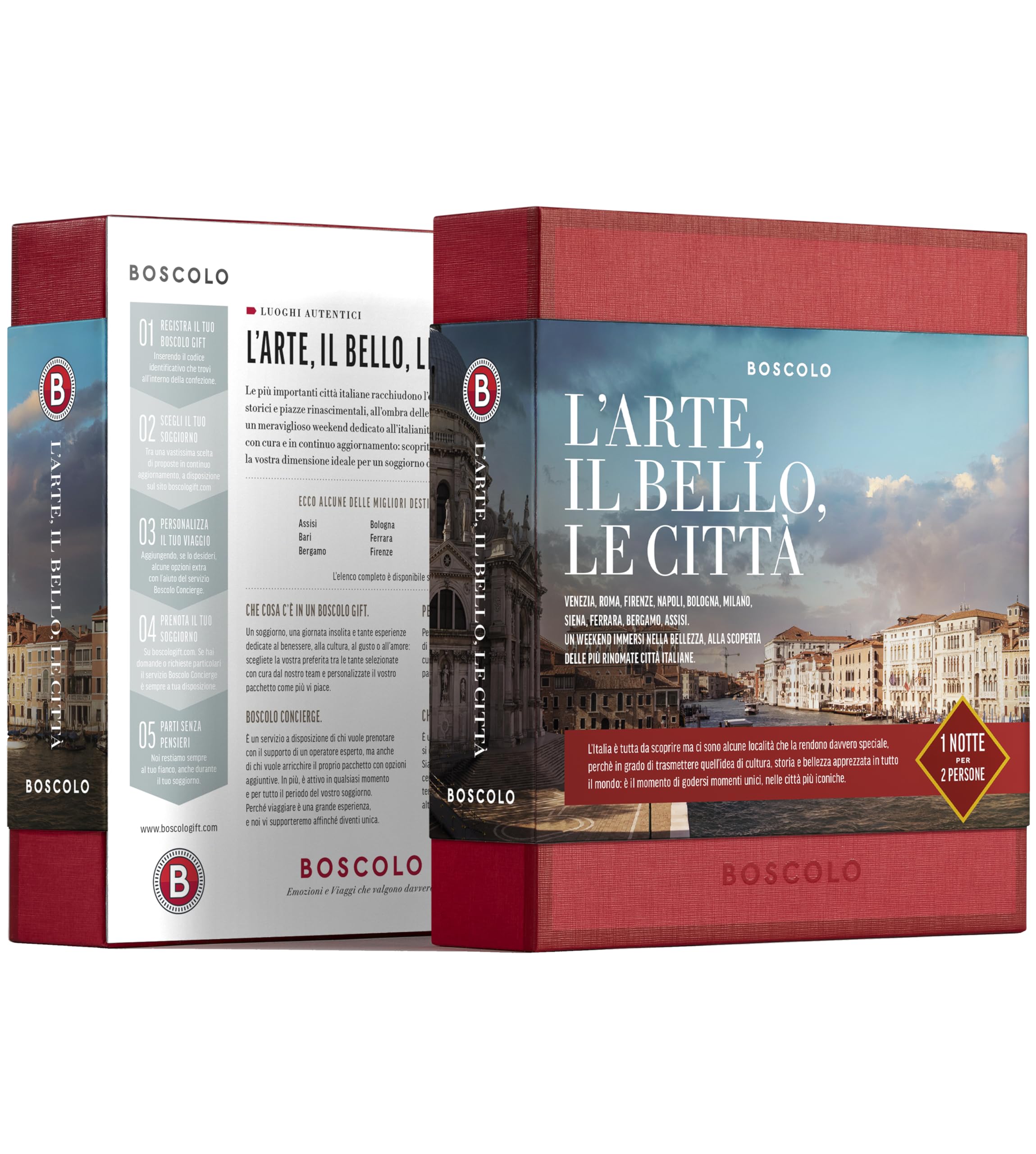 Boscolo Gift L'Arte, il Bello, le città| Cofanetto Soggiorno 1 Notte in italia| Hotel 4★ + Colazione | Idea Regalo Laurea | 20+ Destinazioni | Valido 12 Mesi