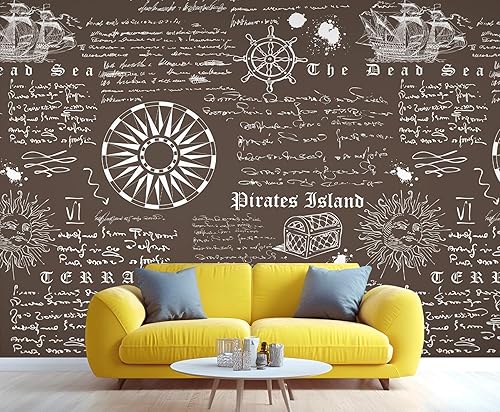 Miniatura 13 de JUYAINU Mural 3D de boceto botánico, murales de pared florales vintage, papel tapiz con patrón de plantas retro, mural grande para sala de estar,