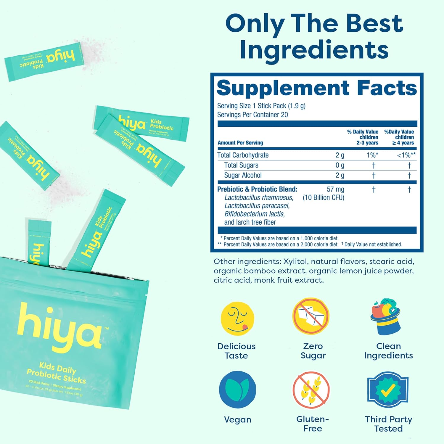 Hiya Kids Probiotic – 10 Billion CFU with Clinically-Studied Strains for Ages 2+, Supports Gut Health & Immune, 0g Sugar – 20 Stick Packs for Toddlers & Kids - Image 3