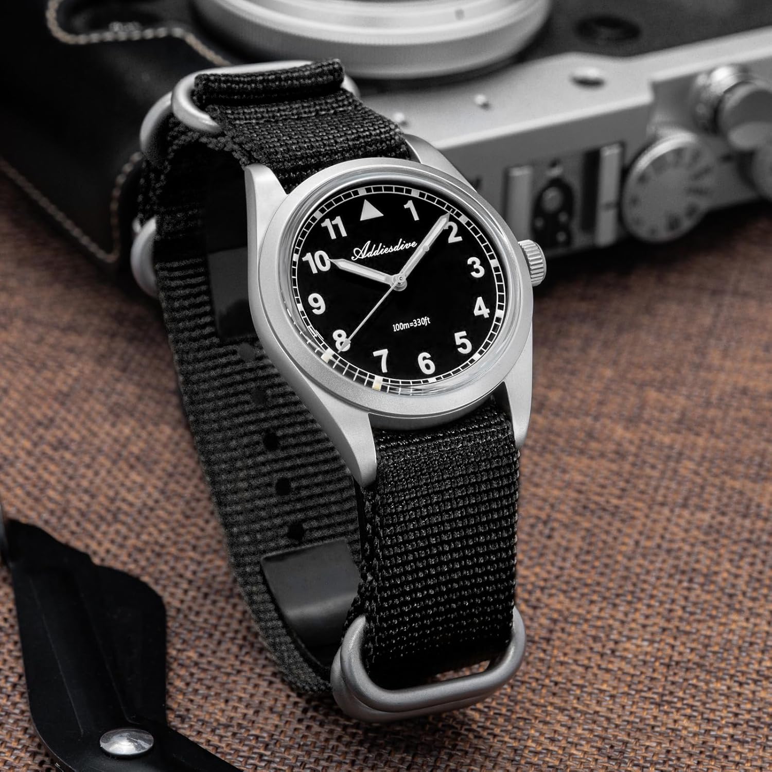 ADDIESDIVE 36MM Mens Military Field Watches VH31 Quartz Movement Sweep Second Hand Luminous 100M Waterproof Watches for Men Minimalist Outdoor Sports Mens Wrist Watch