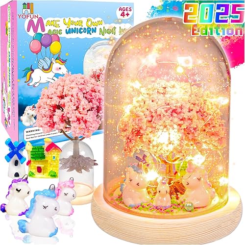 YOFUN Make Your Own Unicorn Night Light - Kit de manualidades para niños, artes y manualidades, luz nocturna, para niñas de 4 a 9 años, regalos de