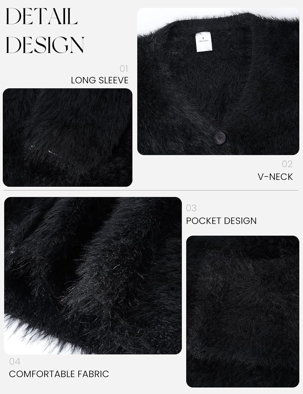 Gihuo Women' s Fuzzy Cardigan Sweaters V Neck Fluffy Cardigan Long Sleeve Button Down Knit Furry Sweater with Pockets - Image 7