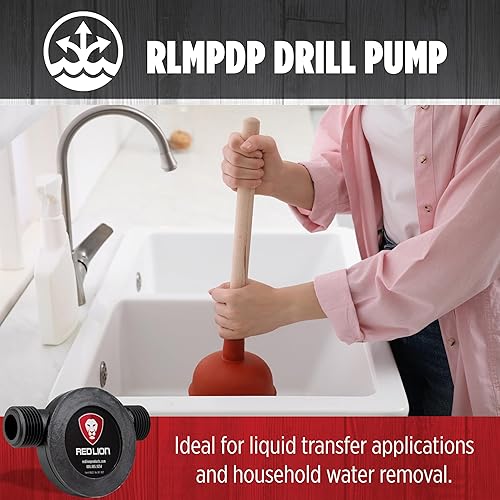 Miniatura 5 de Red Lion RLMPDP, 14942013 Bomba de transferencia accionada por taladro, 154 GPH, color negro