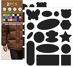 Azobur Down Jacket Repair Patches-Waterproof, Self-Adhesive,Nylon Fabric Patches for Puffy Jackets, Rain and Snow Gear, Tents, Sleeping Bag and More(Black，2pcs)