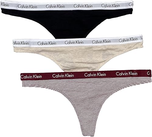 Calvin Klein Tanga elástica de algodón con logotipo de carrusel para mujer, paquete múltiple, B (1259648)S