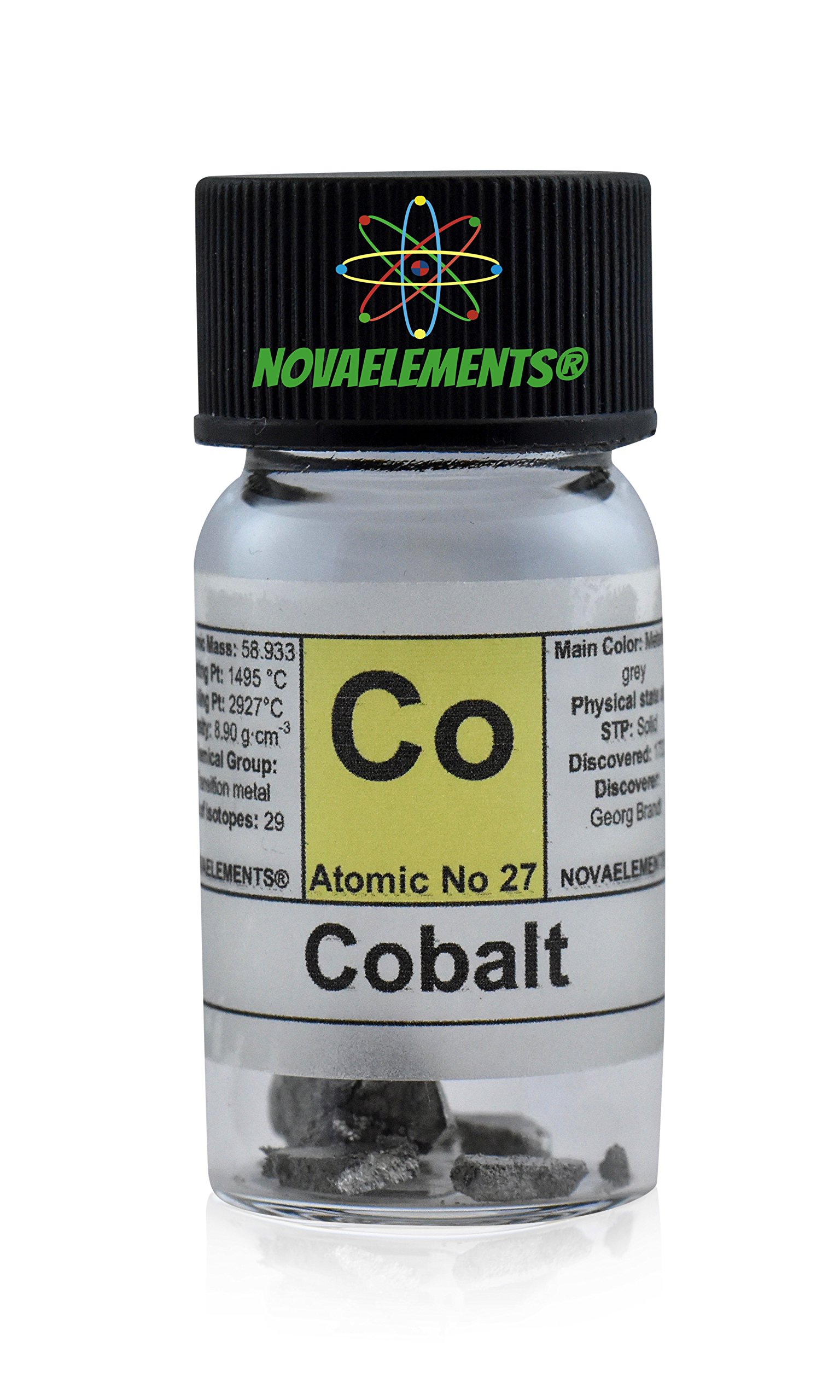 Metallic Cobalt Element 27 Co, 2 Grams 99.99% laminates in a Labeled Glass ampoule