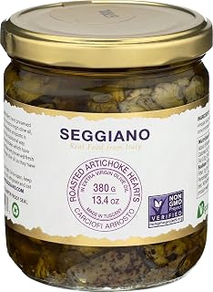 Seggiano Roasted Artichoke Hearts in Extra Virgin Olive Oil - Authentic Tuscan Antipasto, 13.4 oz Jar