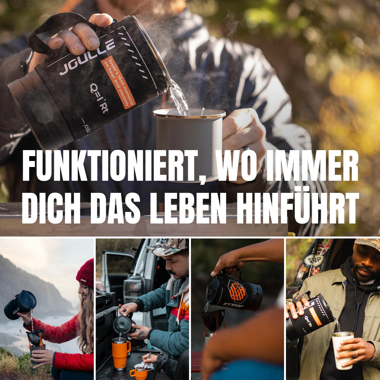 STOKE VOLTAICS Wasserkocher, Tragbarer Wasserkocher für Kaffee und Tee, Mini-Teekessel aus Edelstahl 304, 240V, Schnell Kochendes Wasser mit Automatischer Abschaltung, Camping- und Reiseutensilien