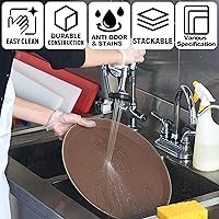 Vista 6 de CURTA Paquete de 2 bandejas antideslizantes de grado restaurante, NSF, ovalada de 19 x 23 pulgadas, bandeja de servir de plástico con forro de goma