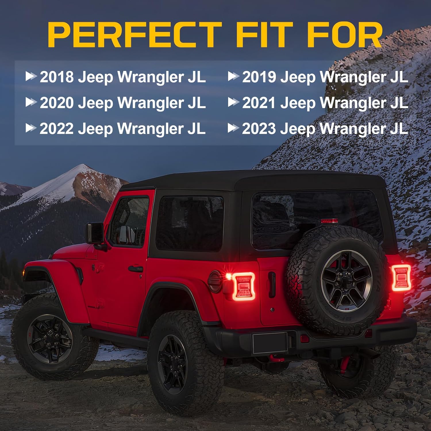 SINYATO LED Tail Lights for Jeep Wrangler JK & JKU 2018-2023, Smoked Lens Red Clear Lens Replacement Assembly, Brake Stop Turn Reverse Lights, Plug and Play Upgrade from Halogen (Clear Lens)