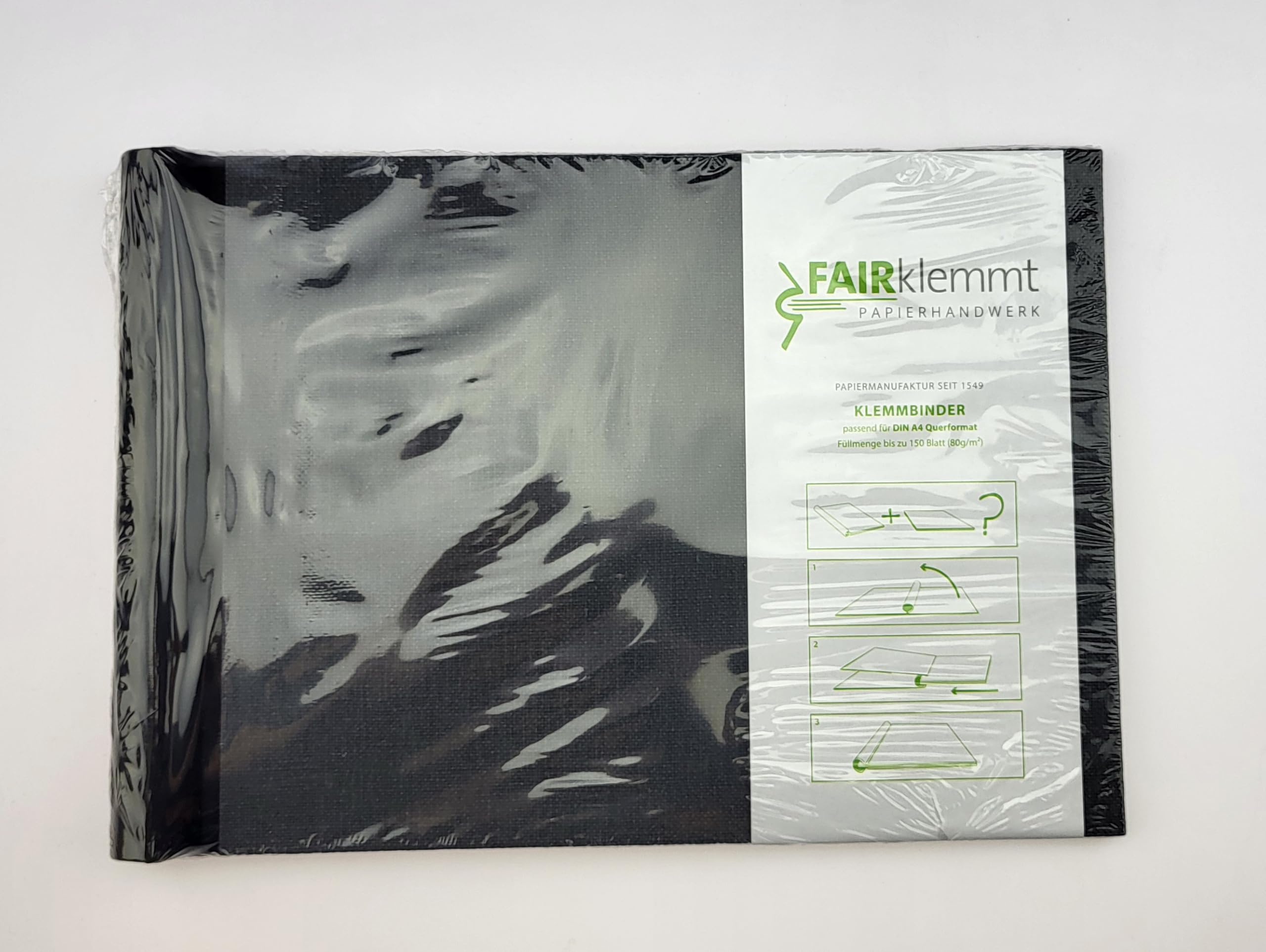 Klemmbinder Napura Canvas, A4, Schwarz, 150 Seiten, Made in Germany