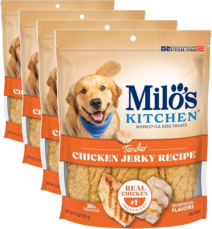 Petisco de Frango em Tiras para Cães Milo's Kitchen, Pacote com 4 de 425 g