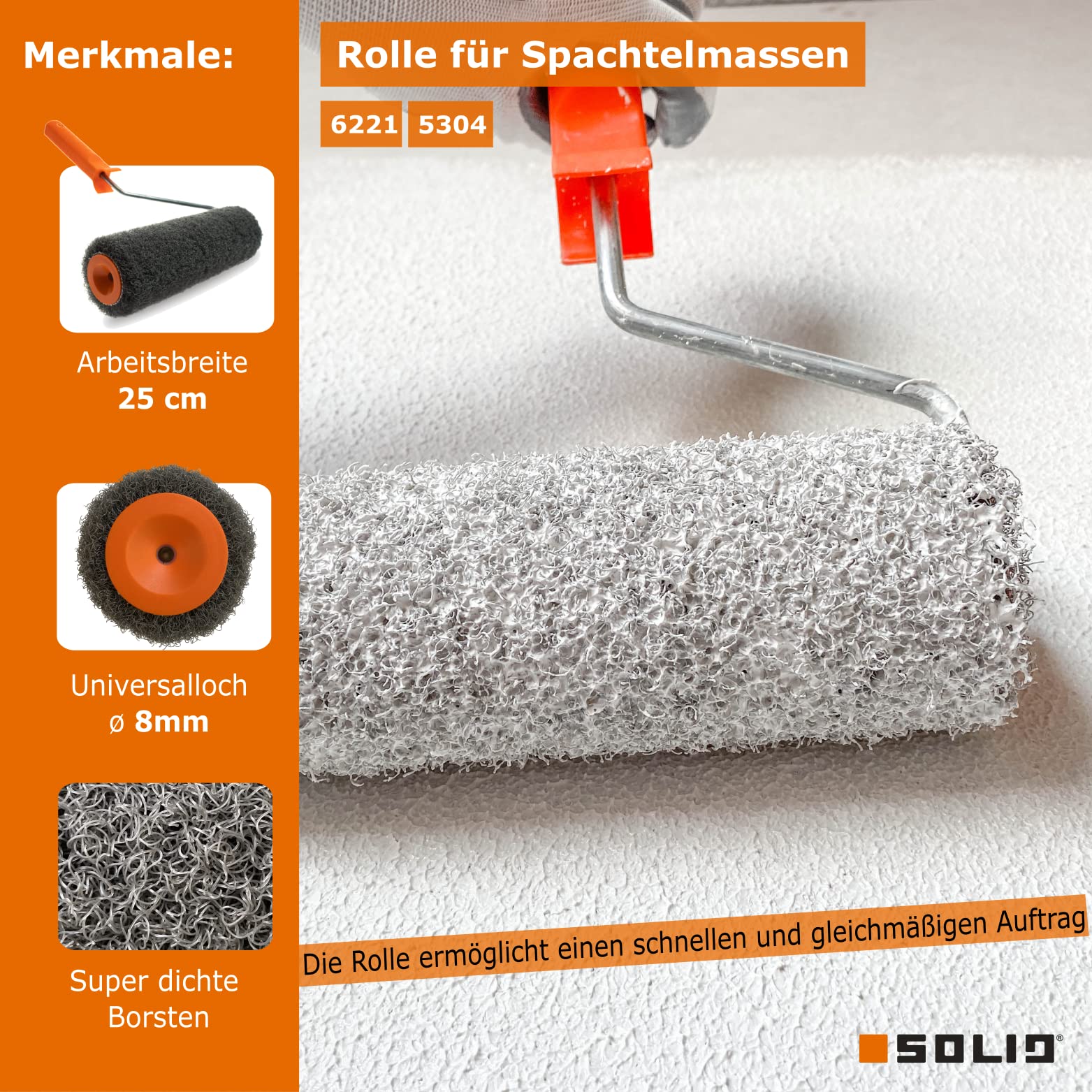 SET: 3 x Flächenspachtel (350mm, 550mm, 800mm)+ Aluminium Teleskopstange + Stielaufnahme + Rollspachtel + Koffer - Made in EU