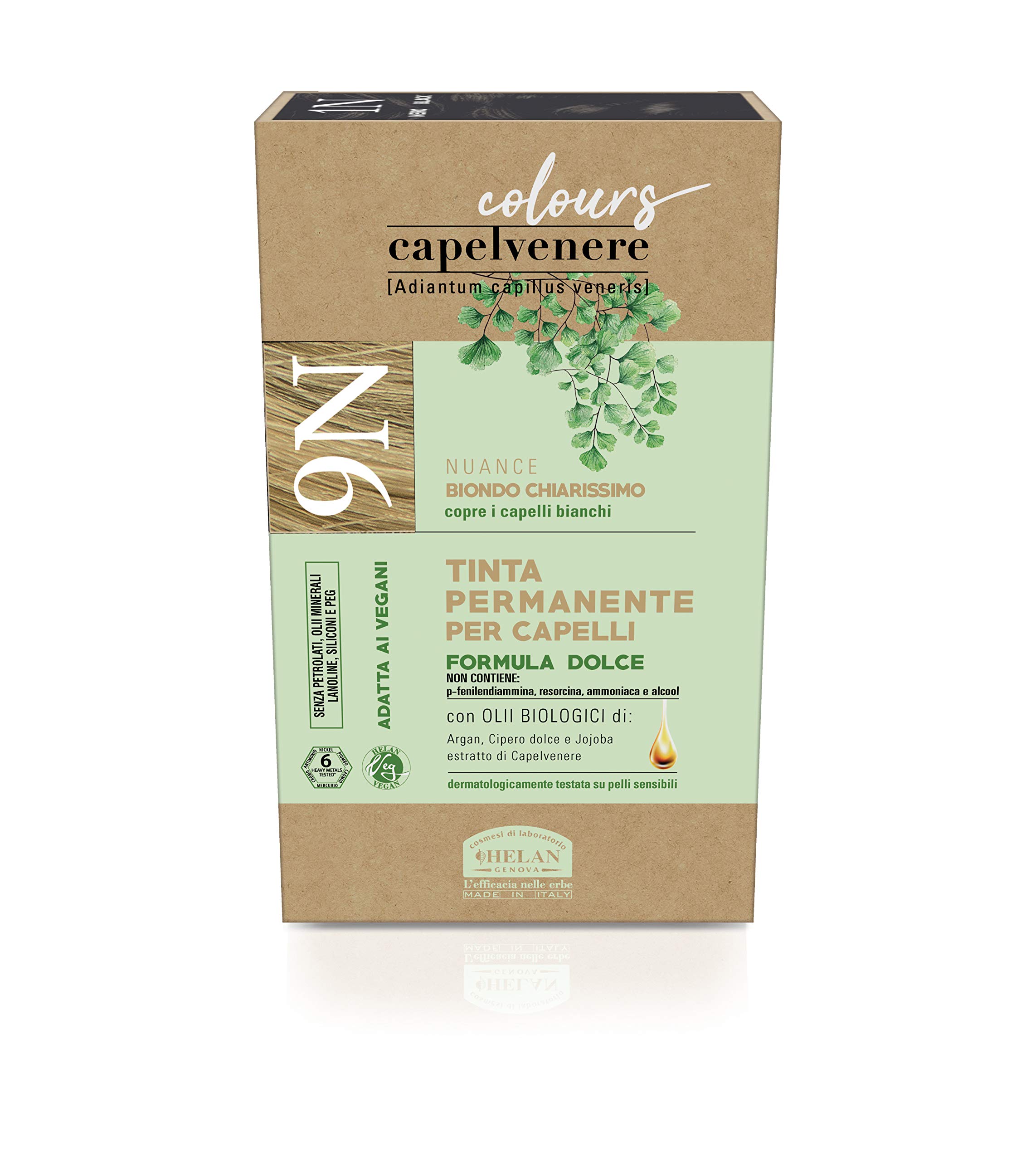 Helan Capelvenere Colours - Blonde Hair Dye Permanent, Gentle Formula, 9N Very Light Blonde - Natural Hair Dye Easy to Use, Odourless with Excellent Coverage - Ammonia and Alcohol Free Hair Colour