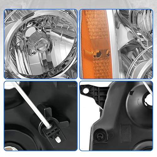 Miniatura 4 de DWVO Ensamble de faro Compatible con 2007 2008 2009 2010 2011 2012 2013 2014 GMC Yukon XL 1500 2500 Faro del lado del pasajero y del conductor