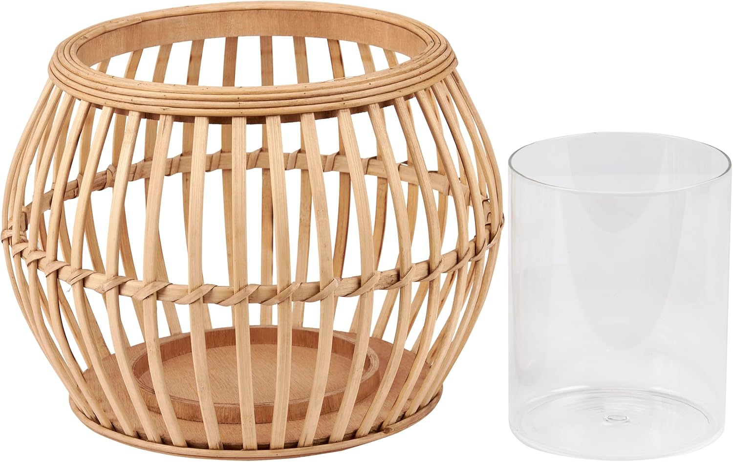 Primitives by Kathy Medium Bamboo Lantern with Included Glass Candle Holder, Create a Natural ambience in Any Room. Combine with Our Other Bamboo Lanterns for Mood Lighting on Any Occasion.