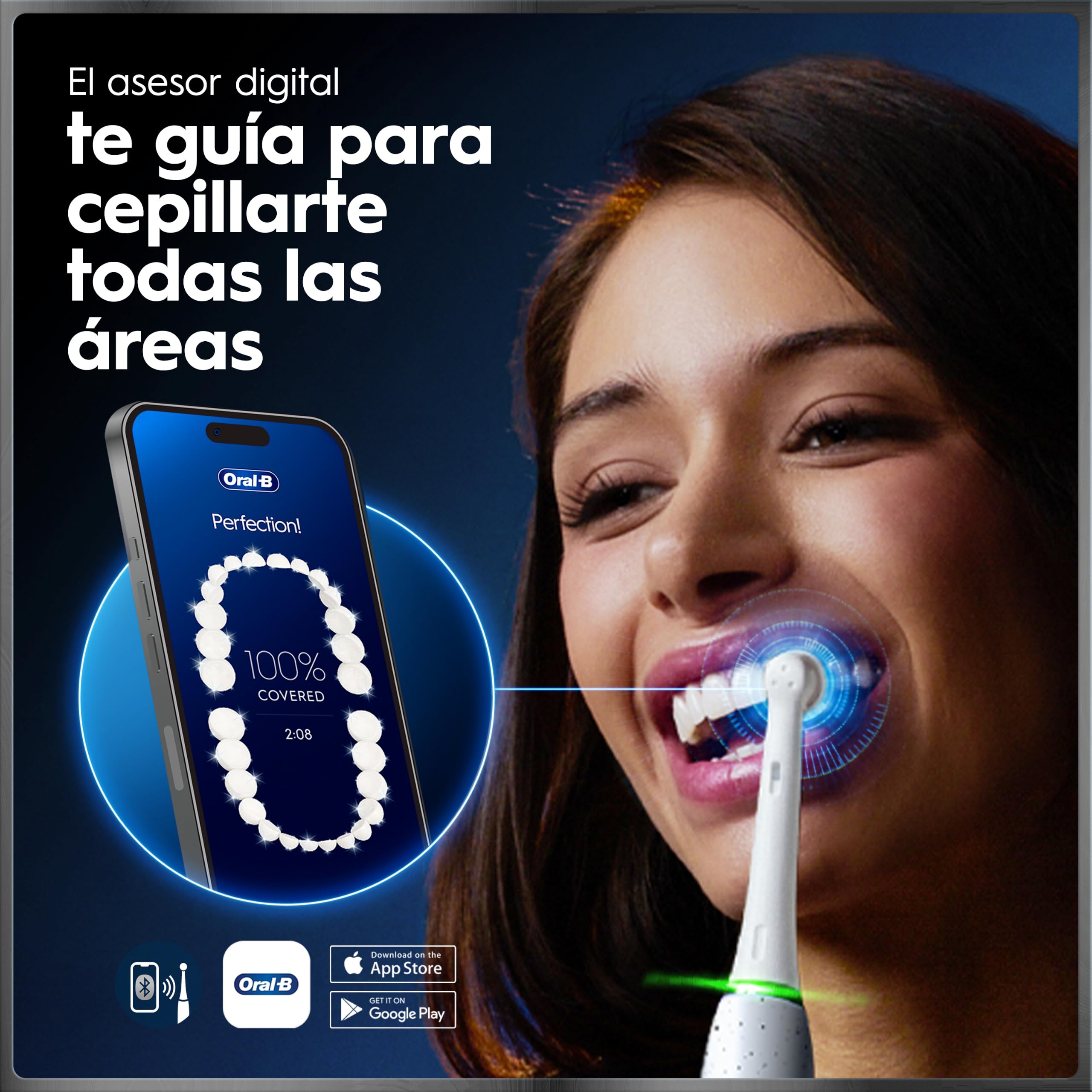 Oral-B iO 10 Cepillo de Dientes Eléctrico Blanco, con 3 Cabezales y 1 Estuche Cargador de Viaje, Diseñado por Braun