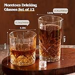 Moretoes 12 Pack Drinking Glasses Set, Crystal Glass Cups, Mixed Glassware Set, 12 Oz Highball Glasses & 11 Oz Old Fashioned Glasses, Great for Cocktail, Whisky and other Beverages