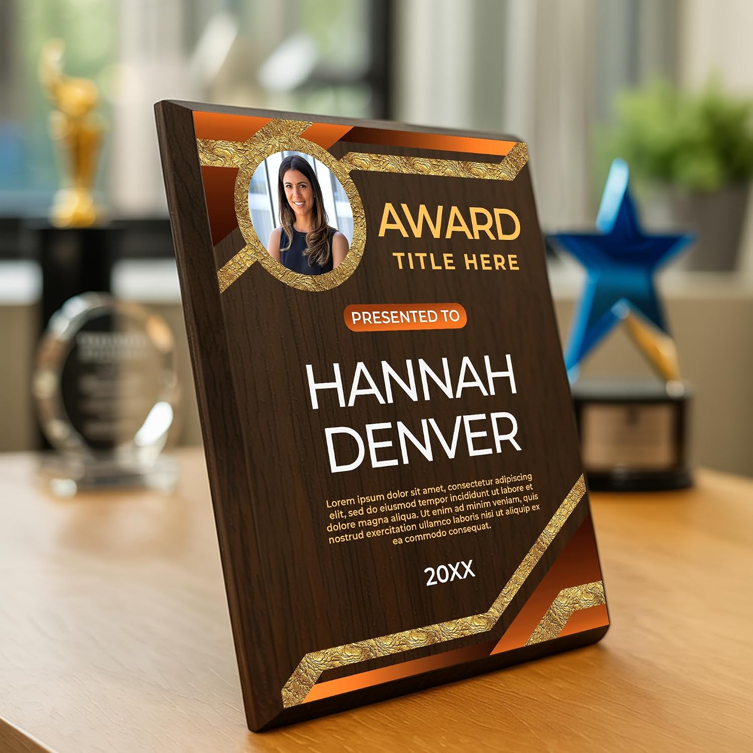 Vertical Personalized Wooden Plaque for Awards and Trophies, Custom Award Plaque for Employee of the Month, Retirement, Leadership and Appreciation Gifts (8x10")