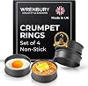 Wrenbury Crumpet Rings - Made in England, Non-Stick Carbon Steel, Set of 4, Egg & Pancake Cooking, Easy Clean
