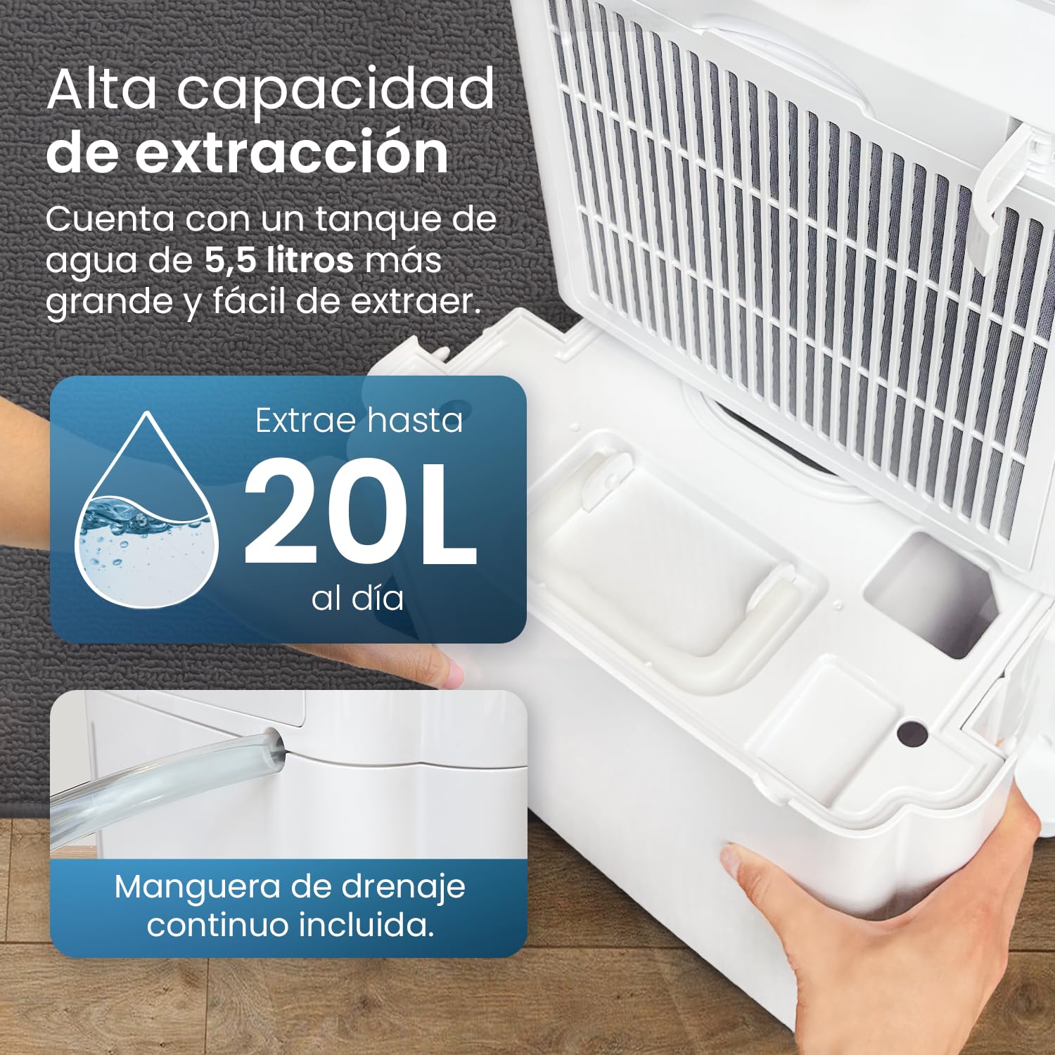Pro Breeze Deshumidificador 20L. Antihumedad y moho. Depósito Extraíble y Desagüe Continuo, 5 Modos, Temporizador 24h, Pantalla Táctil, Sensor de Humedad, Secadora de Ropa (35 m²)