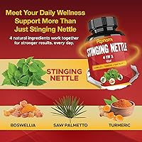Vista 4 de Cápsulas de extracto de ortiga con boswellia, cúrcuma y palma enana americana – Suministro de 2 meses para articulaciones, manejo corporal, piel