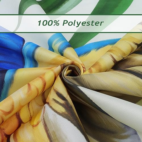 Miniatura 5 de Bonhause Cortina de ducha de pájaros tropicales para baño, cortina de baño decorativa de verano con hojas de tucán, 72 x 72 pulgadas, tela de