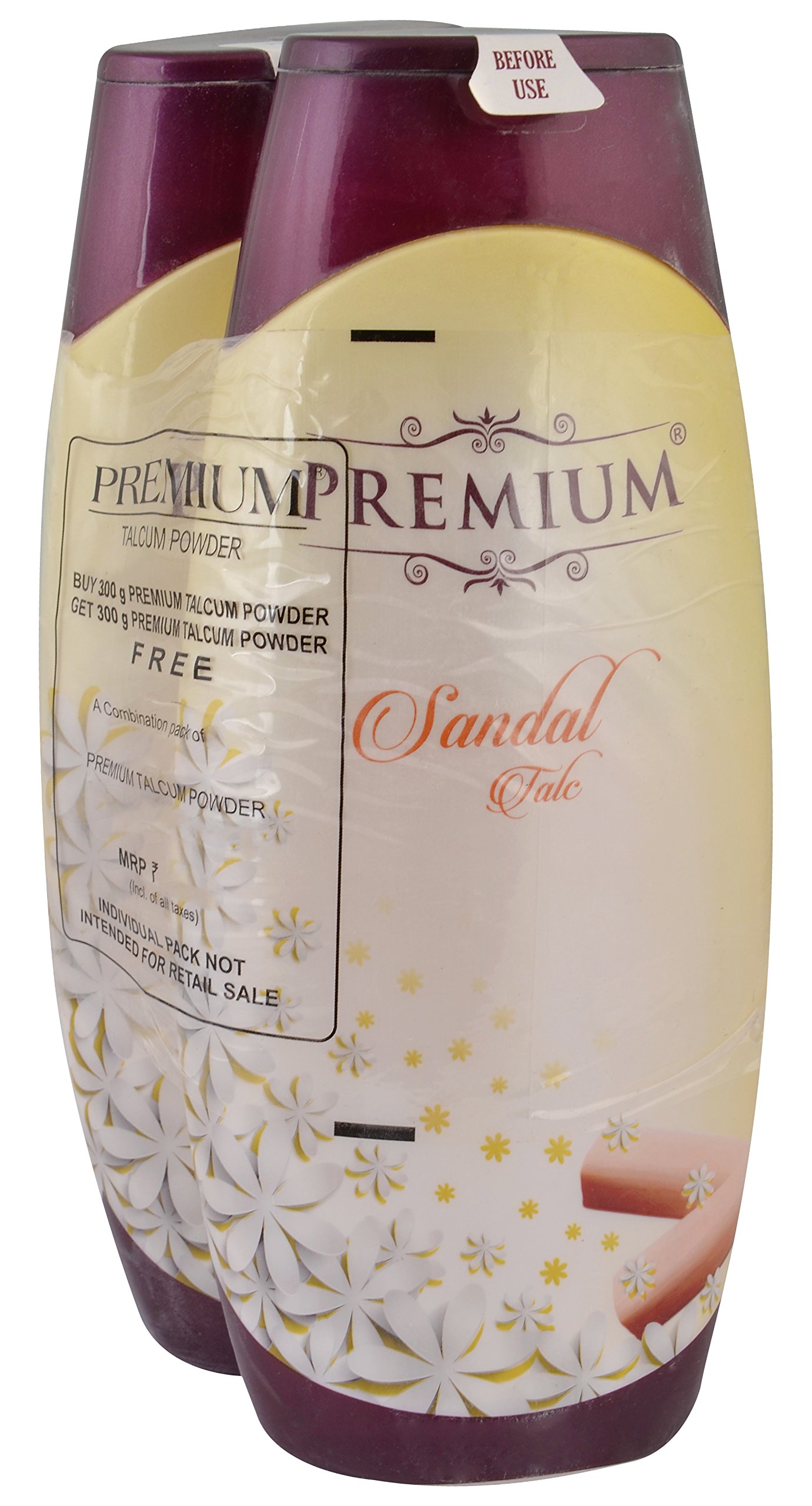 Premium Talc - Sandal, 300g+300g Bottle