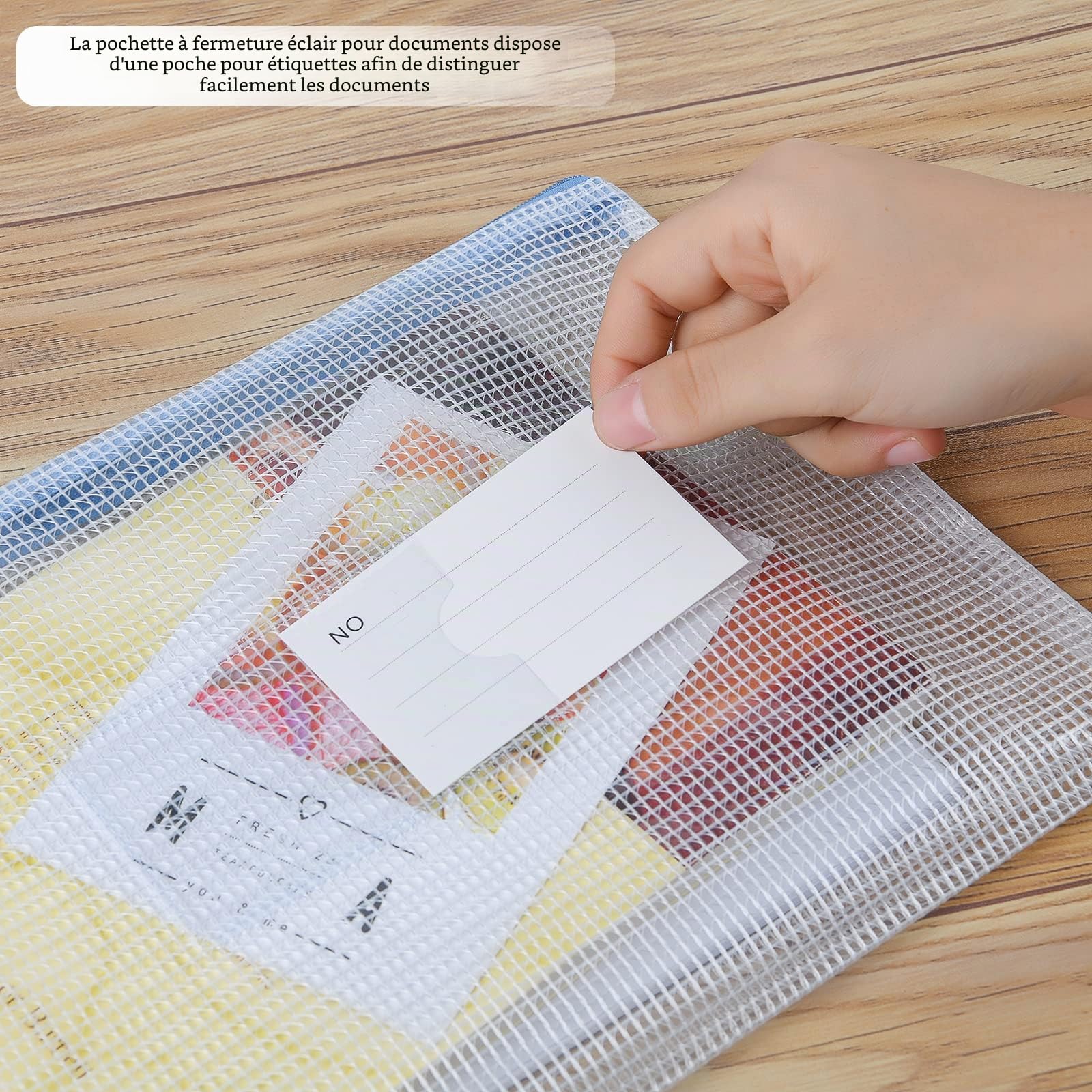 MerryNine Lot de 10 pochettes en maille à fermeture éclair A4 en plastique étanche pour fournitures scolaires et de bureau, rangement au point de croix (A4 - 33 x 22,9 cm)