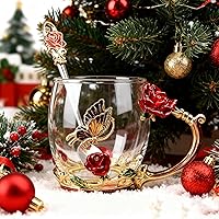 Vista 5 de Regalos navideños para mujeres, mamá, regalos perfectos para Navidad, Día de San Valentín, taza de café esmaltada de vidrio, regalos de cumpleaños