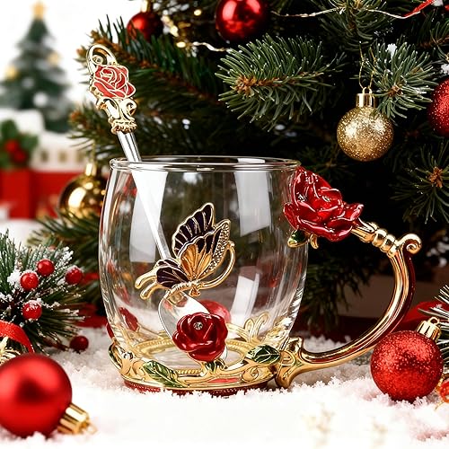 Miniatura 5 de Regalos navideños para mujeres, mamá, regalos perfectos para Navidad, Día de San Valentín, taza de café esmaltada de vidrio, regalos de cumpleaños